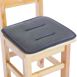 Big Hippo Kids Chair Seat Cushion with Ties Memory Foam Non Slip Square Small Cushion for School Chair/Kitchen Wooden Stool/Metal 12x12 Inch,Grey