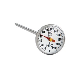HIC Roasting Instant-Read Meat Thermometer, Shatterproof Face, Stainless Steel, Protective Cover and Temperature Chart