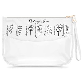 Gfhzdmf Christian Gift for Girl Clear Makeup Bag Inspirational Gifts for Women Friends Religious Bible Verse Present for Mom Her Friend Cosmetic Bag Birthday Easter Baptism Faith Present Travel Pouch