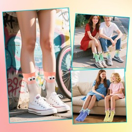 ONKZMORA 5 Pairs Magnetic Holding Hands Socks, Novelty Cute Funny Gift Socks for Men & Women, Couple, Best Friends, Lovers (Type C)