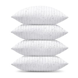 OTOSTAR 4 Pack Premium Waterproof Pillows Inserts, 18 x 18 Outdoor Striped Decorative Throw Pillow Inserts Soft Fluffy Square Cushion Inserts for Patio Garden Farmhouse Sofa Couch