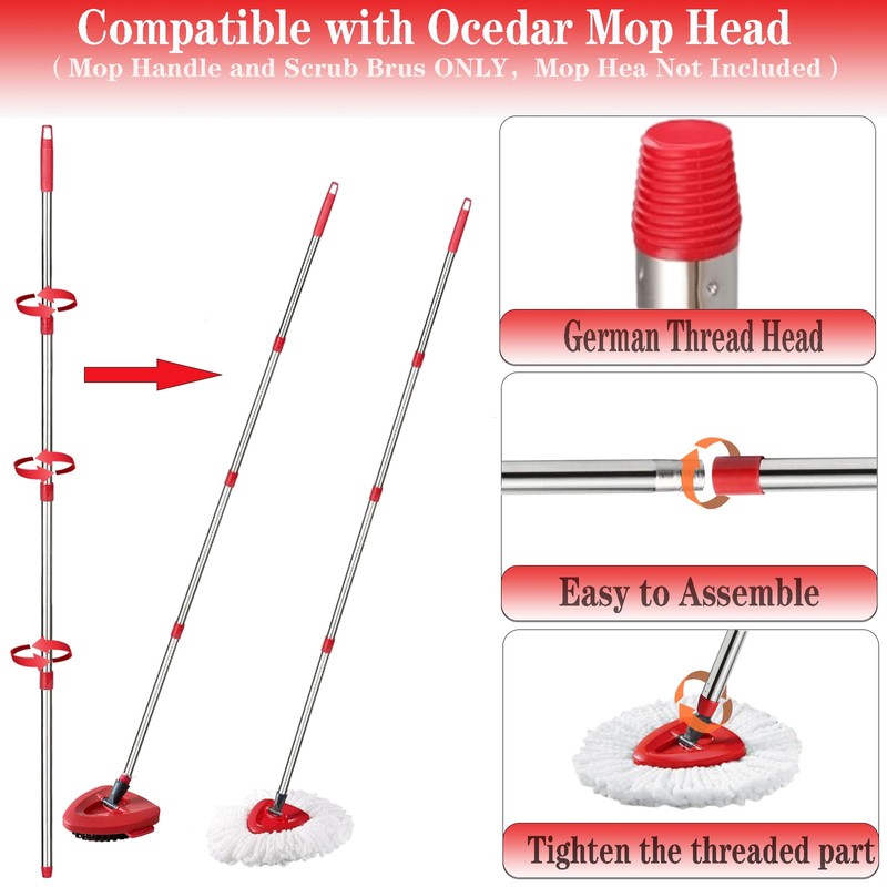 Fazlynyi Spin Mop Replacement Handle and Mop Base Replacements for