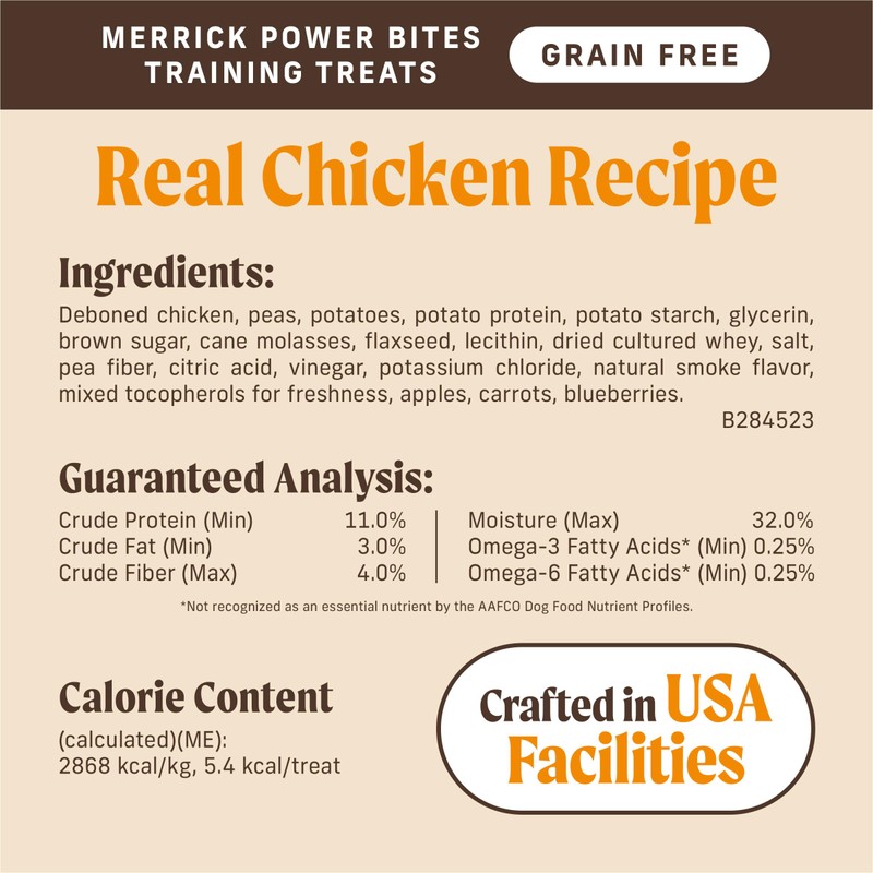 Merrick Power Bites Chicken Recipe Soft Dog Treats, Grain-Free Dog
