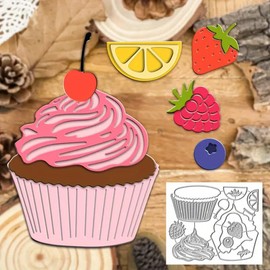 Lovely Layers Fruit Strawberry Blueberry Berry Lemon Cupcake Metal Die Cuts for Card Making,Card Cutting Dies Cut Stencils DIY Scrapbooking Album Decorative Embossing Paper Card Embossing Craft