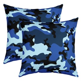 Feelyou Camouflage Throw Pillow Covers 24"x24" Set of 2 Soft Camo Blue Black Pillow Cases Cushion Covers for Living Room Bedroom Military Style Decorative Throw Pillowcases for Sofa Couch Chair