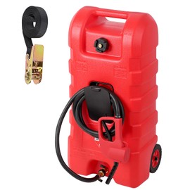 Amenitlif Portable Gas Fuel Tank 15 Gallon W/Casters,Portable Fuel Tank With Fluid Transfer Siphon Pump&10ft Delivery Hose,Diesel Storage Can On-Wheels for Cars, Lawn Mowers,Boats,Container Caddy Can