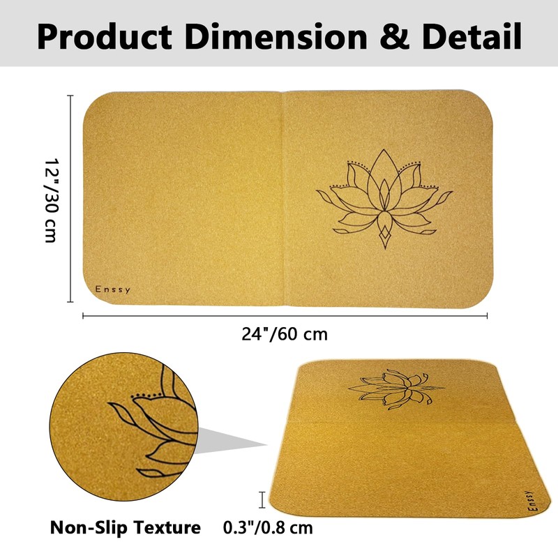 Enssy Cork Knee Pad Mat, 8 mm Thick, Foldable, Lightweight,