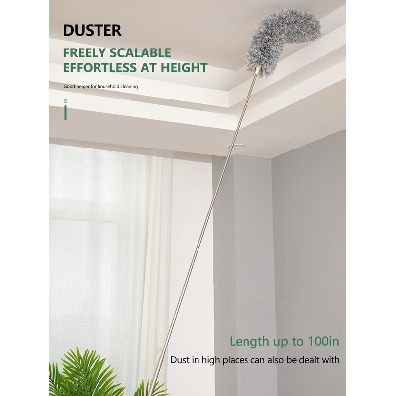 SetSail Dusters for Cleaning, 100-inch Extra-Long Cobweb Duster with Extension