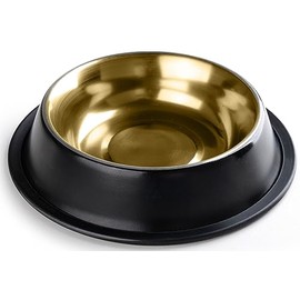StilGut Feeding Bowl for Dogs and Cats, Aluminium Feeding Bowl, 0.4 L, Dog Bowl, Cat Bowl, Water Bowl - Black/Gold