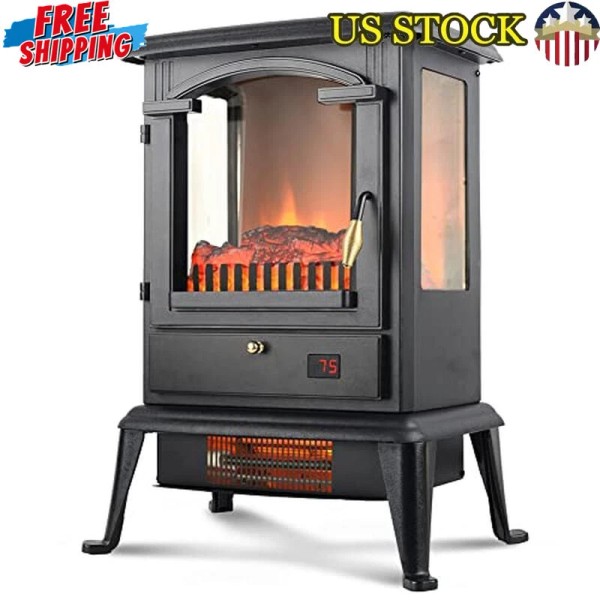 Freestanding Portable Infrared Electric Fireplace Heater with Remote