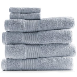 Hearth & Harbor Bath Towels for Bathroom - 100% Ring Spun Cotton Luxury Bathroom Towels - Ultra Soft & Highly Absorbent Bath Towels Set, 6 Piece Set (4 Bath Towels, 2 Washcloths) - Ice Blue