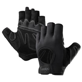COOLJOB Full Palm Protection Workout Gloves for Men and Women, Breathable Exercise Gloves for Cycling, Gym, Fitness, Hanging, Pull ups (Black, L)