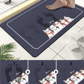 Extra Long Bath Mat 15.7" x 47.2" Super Absorbent Bath Mat, Rubber Non Slip Quick-Drying Bathroom Mats Thin Bathroom Floor Mats Fit Under Door，Washable Bathmat, Easy to Clean Bathroom Rugs