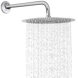 NearMoon, - Cabezal de regadera de lluvia, con brazo extensible, redonda, grande, acero inoxidable, cascada, cobertura de cuerpo completo