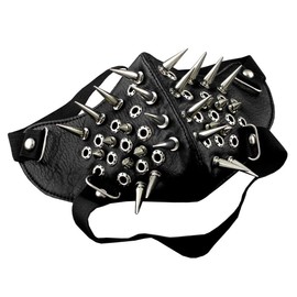 punkman2000 Cool Mens Long Spike Studded Steampunk Leather Mask Biker Rock
