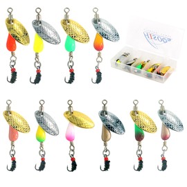 Trout Spinners, Fly Trout Fishing Lures for Bass Salmon Pike, Fishing Spinner Kit Smallmouth Bass Lures with Brass Spinner for Lake River Fishing (Style F-0.1oz/10PCS)