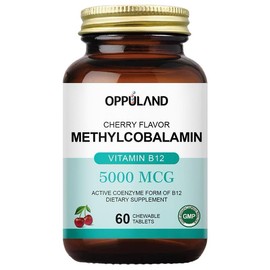 Oppuland Vitamin B12 5000MCG | Easy to Take Cherry Flavored Chewable Tablets | Methylcobalamin for Energy Metabolism and Supporting Nervous System 60ct/120ct Healthcare Supplement - Specification: Cherry Flavor-60ct