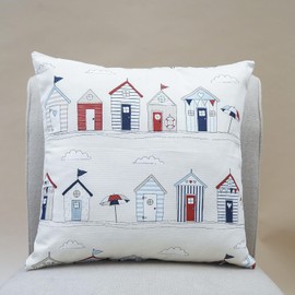 ZFENGYYUAN Beach Hut Print Decor Scatter Pillow Cute Sea one side Design in Nautical Red and Blue Covers Gifts 45x45cm