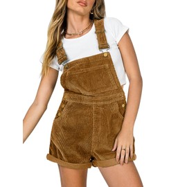 Women Corduroy Short Overalls Romper Jumpsuit Casual Adjustable Straps Cute Plain Overall With Pockets