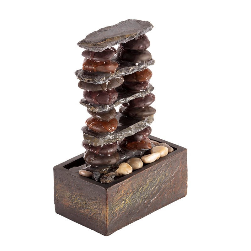 Alpine Corporation TT8002 Indoor/Outdoor Tabletop Stacked Rocks Eternity Fountain, Modern