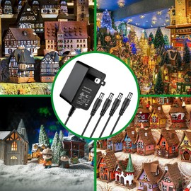 Aprelco AC/DC Adapter Compatible with Lemax Lighted Accessory 4.5V # 74706 Christmas Village Houses Playground Display 4 Output Jack 34988A Spooky Town Collection 64518 4.5 Volts 4.5VDC Power Supply