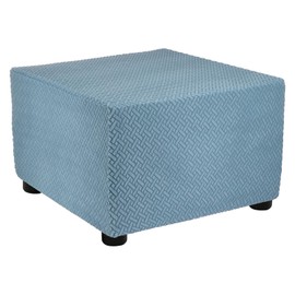 sourcing map Stretch Ottoman Cover Twill Square Ottoman Slipcover with Elastic for Foot Stool Living Room Bedroom Fit Length 57-70cm / 23"-27", Medium, Blue