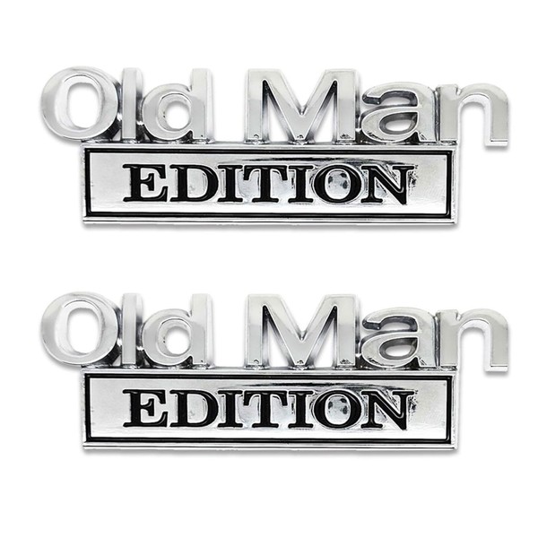 Old Man Edition Car Emblem - 3D Metal Badge (2-Pack)