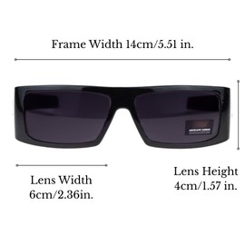 Locs Bandana Inside Print Cholo Gangster Rectangular Mad Dog Sunglasses Black, Black, One Size