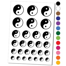 Yin and Yang Symbol Temporary Tattoo Water Resistant Fake Body Art Set Collection - Dark Green (One Sheet)