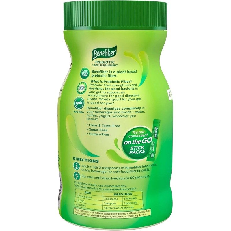 Benefiber Daily Prebiotic Fiber Supplement Powder 125 Servings (Pack of