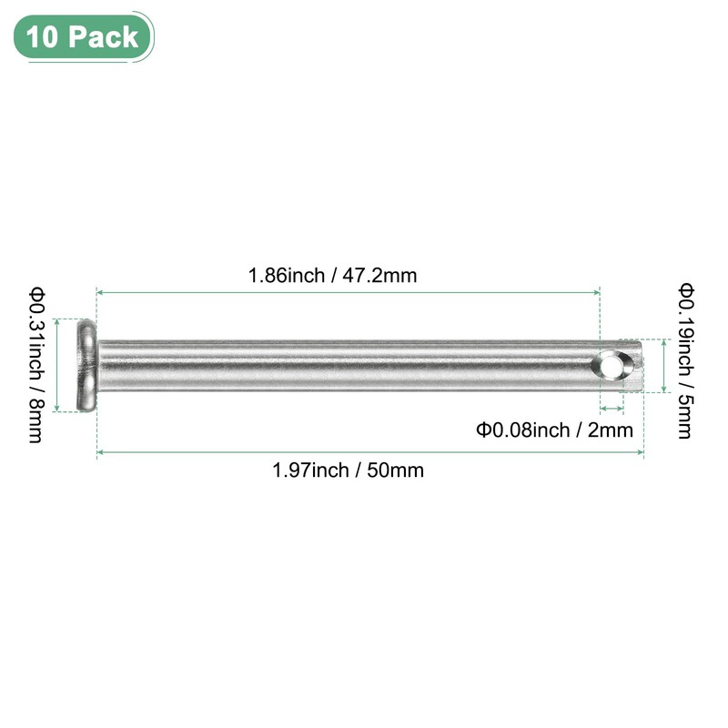 M METERXITY 10-Pack Single Hole Clevis Pins, M5 x 50mm