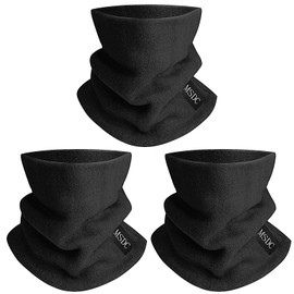 MSDC Neck Gaiters for Men 3 Pack,Neck Warmer Scarf Women Face Mask Covering for Cold Weather Black