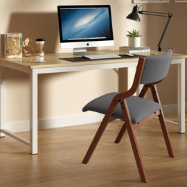 Ball & Cast Upholstered Folding Chairs Set of 2 with Ergonomically Designed Back and Solid Wood Frame,Portable Activity Meeting Chair, for Dining Room and Office,Outdoor Events,Dark Grey+Cherry