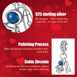 DOLARISE 925 Sterling Silver Charms for Bracelets Animal Cartoon Moon Stars Balloons DIY Christmas Birthday Gifts Beads for Women, Silver