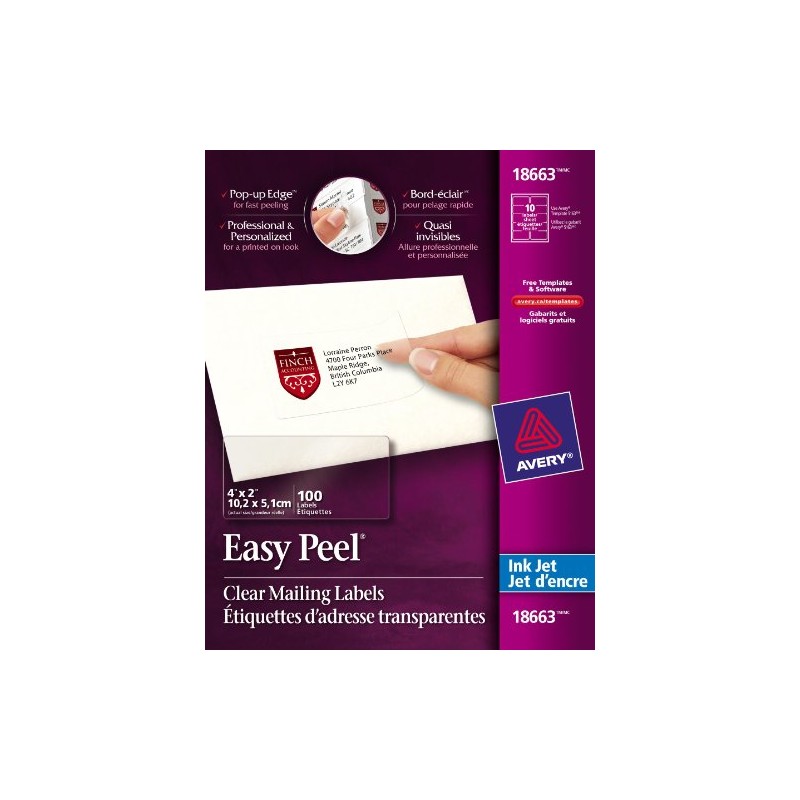AVE18663 - Avery Easy Peel Mailing Labels For Inkjet Printers
