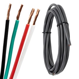 18 Gauge 4 Conductor Wire 10 ft - 18 Gauge Stranded Tinned Copper in PVC Shielding with Pull Cord for LED Strips, Automotive, Speakers, Home Automation, Lighting Security Alarm Wiring, 18-4C 10FT