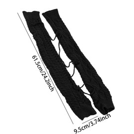aoozleny Leg Warmers,Knitted Crochet Boot Socks Warm Thigh High socks for Womens Girls (Black)