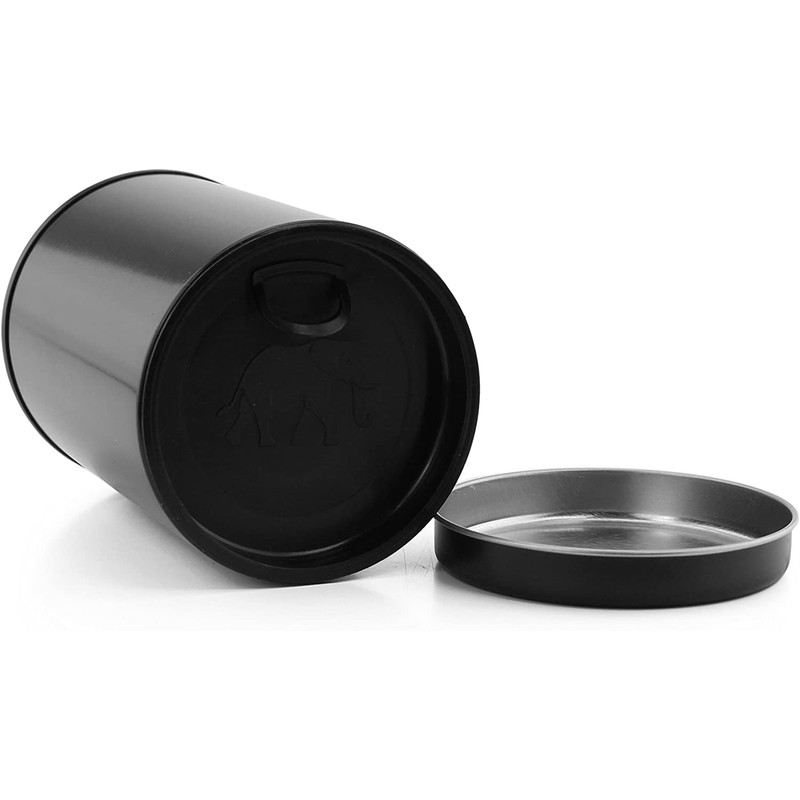 Double Seal Tea Canisters (6-Pack); Black Metal Round Tea Tins