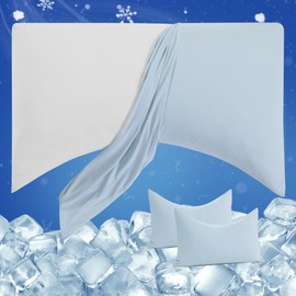 HOMBYS Cooling Curved Pillow Cases 2 Pack Q-Max 0.4 Cool Pillow Cover Super Soft & Skin-Friendly with Zipper Design, Removable & Machine Washable Pillowcase (Pillow not Include)-King Size, Light Blue