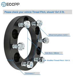 ECCPP 2PCS 1 inch 6 Lug 6x139.7 Wheel Spacers 6x5.5 to 6x5.5 with 12x1.5 108mm CB fit for Colorado Wheel Spacers for D50 Wheel Spacers for Raider Wheel Spacers