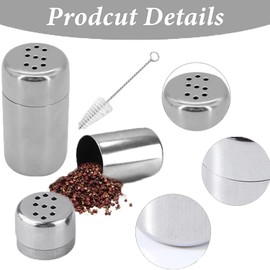 RXKFIGX 4 Pcs Mini Salt and Pepper Shakers Stainless Steel Salt and Pepper Pots Small Mini Salt and Pepper Shakers Stainless Steel Salt Shaker for Travel for Restaurants Camping and Outdoor Barbecue