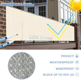 GardenLux 3'x10'Balcony Privacy Screen Cover Fence Cover UV Protection Weatherproof Windscreen Heavy Duty for Patio, Backyard,Beige