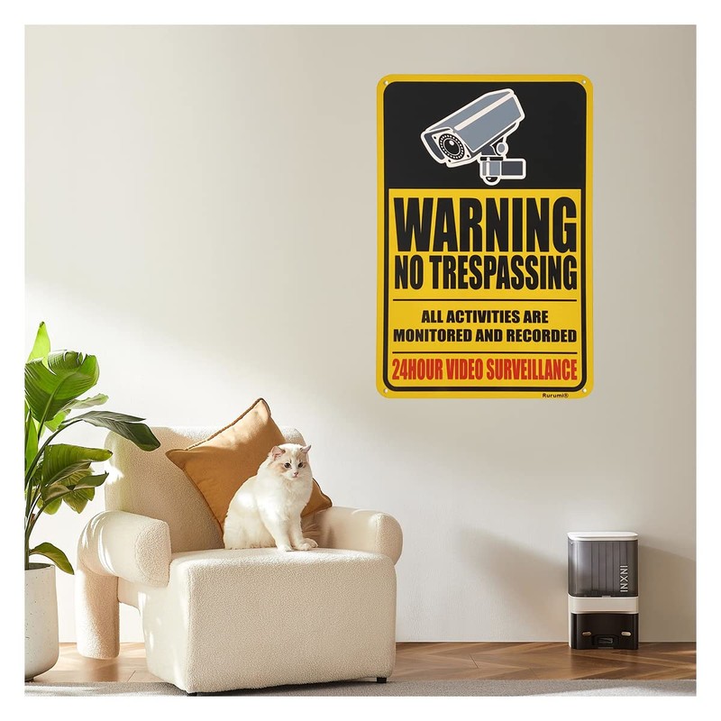 Tin Plate Sign Security Camera Surveillance Warning Store Sign Retro
