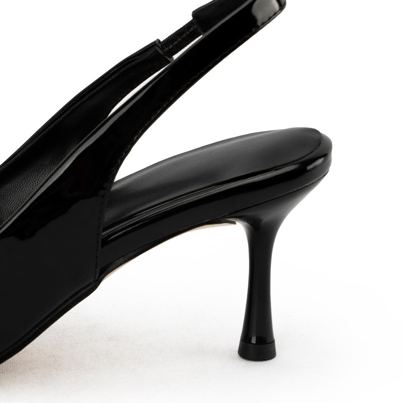 DREAMCIA Women's Pumps Black Slingback Heels Pointed Toe Sling Back