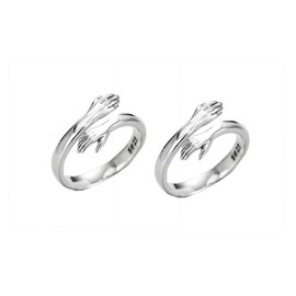 Silver Rings Silver Rings for Women Thumb Rings for women Hug Ring Thumb Ring Silver Thumb Rings for Women Adjustable Rings for Women Hugging Hands Open Ring Friendship Jewelry Gift