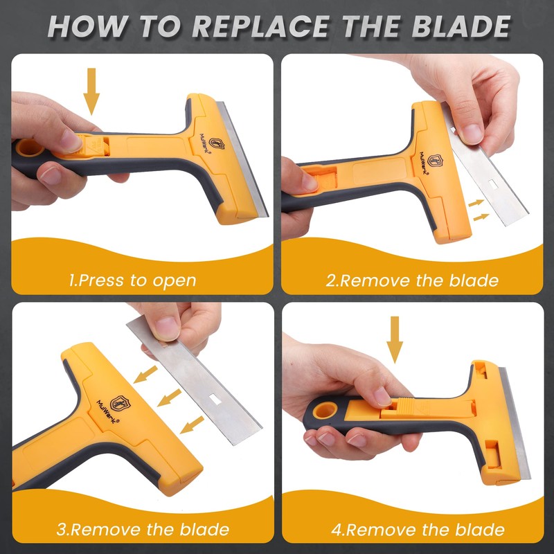 MulWark Razor Blade Scraper Tool Set, 3-Piece with 30 Replacement