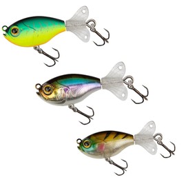 Kingdom 27g/0.95oz Goldpop Propeller Lure Chrome Laser Painting 3D Eyes Rattle Balls Floating & Sinking Tail Crank Hard Swimbait for Bass Pike Fishing