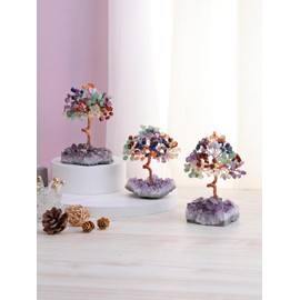 CrystalTears Chakra Crystal Tree Healing Crystal Gemstone Tree Life Copper Wire Wrapped 7 Chakra Stone Tree Feng Shui Crystal Money Tree for Decor Positive Energy Crystal Gifts for Christmas