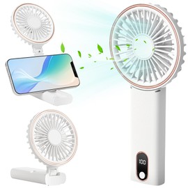 Fanadith Mini Handheld Fan, Powerful Handheld Fan, Small Battery Operated Fan with LED Display, 4 Speed Adjustable, Lightweight Rechargeable Fan for Stylish Girl Women Travel (Mini-White)
