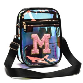 I IHAYNER Initial Clear Bag for Stadium Events Transparent Crossbody Bags for Women Stadium Approved Messegner Bag for Concerts Sport Travel（Black-M）